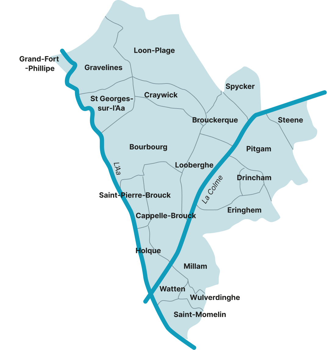 Carte du territoire des Rives de l'Aa